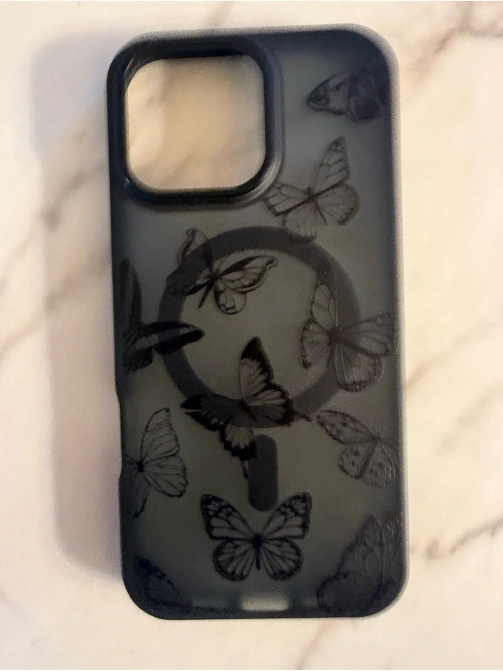 Black Butterfly Ring Grip Phone Case - Unbranded